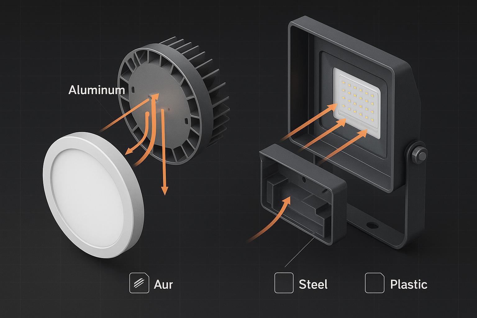 بهترین مواد محفظه نور LED: آلومینیوم در مقابل پلاستیک در مقابل فولاد
