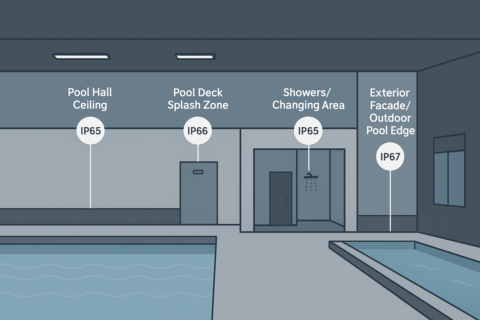 چراغ های استخر ضد رطوبت: IP65/IP66/IP67 را براساس Zone انتخاب کنید