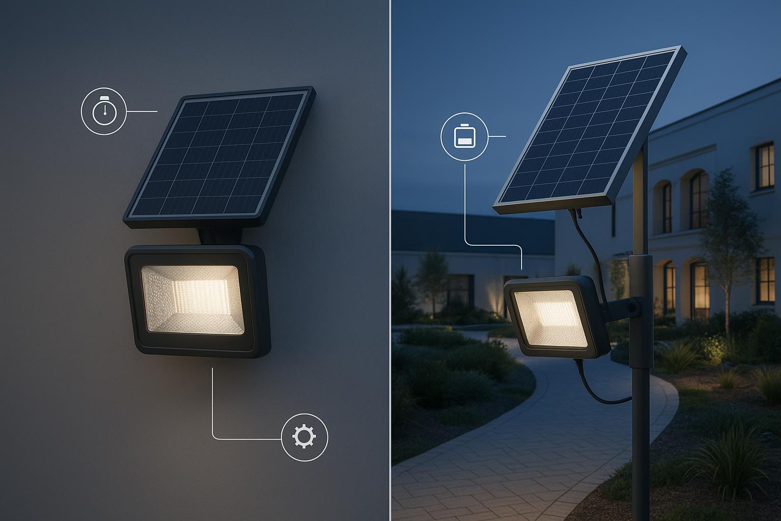 Holofotes solares integrados tipo dividido versus integrados: guia 2026